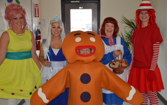 Tiffin employees dressed in Candy Land inspired costumes