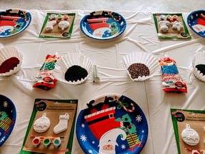 Cookie and ornament decorating table