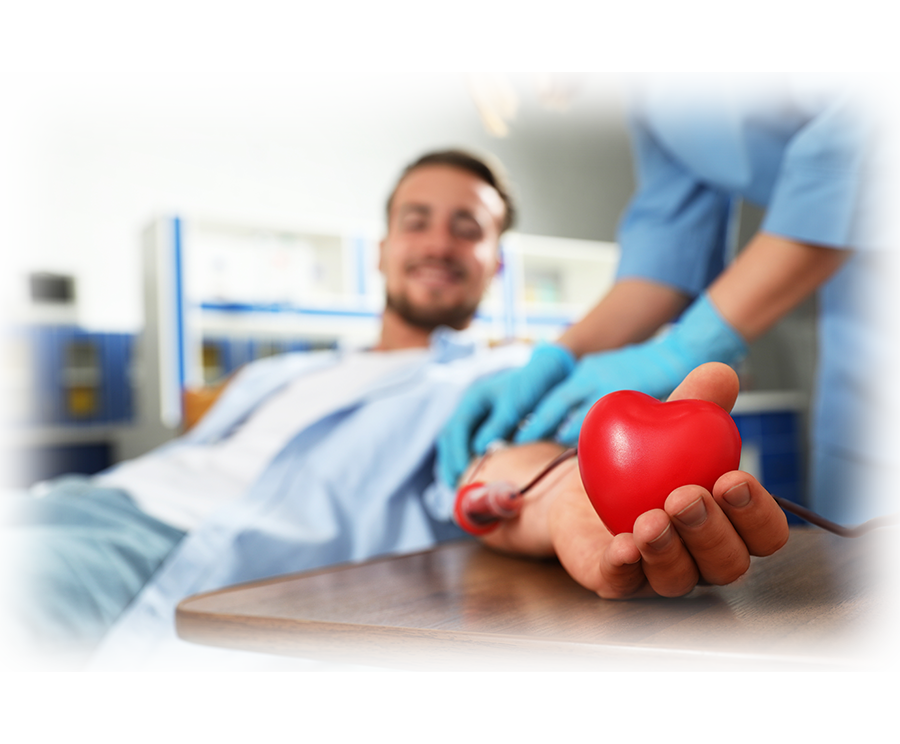 Man holding red squeeze heart